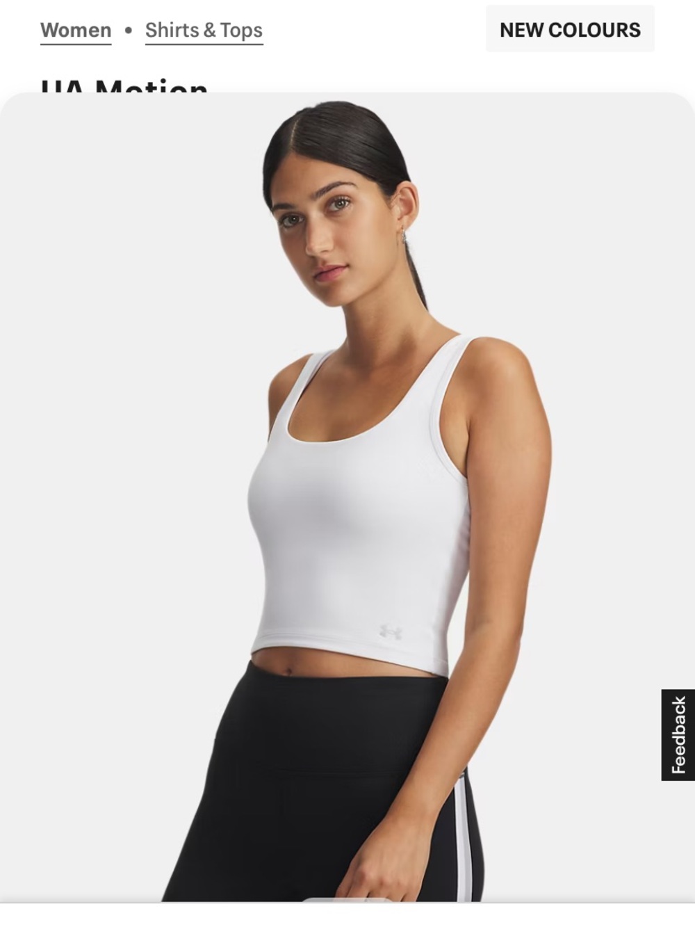 New Under Armour White fitted Scoop-Neck Crop Tank Top XS